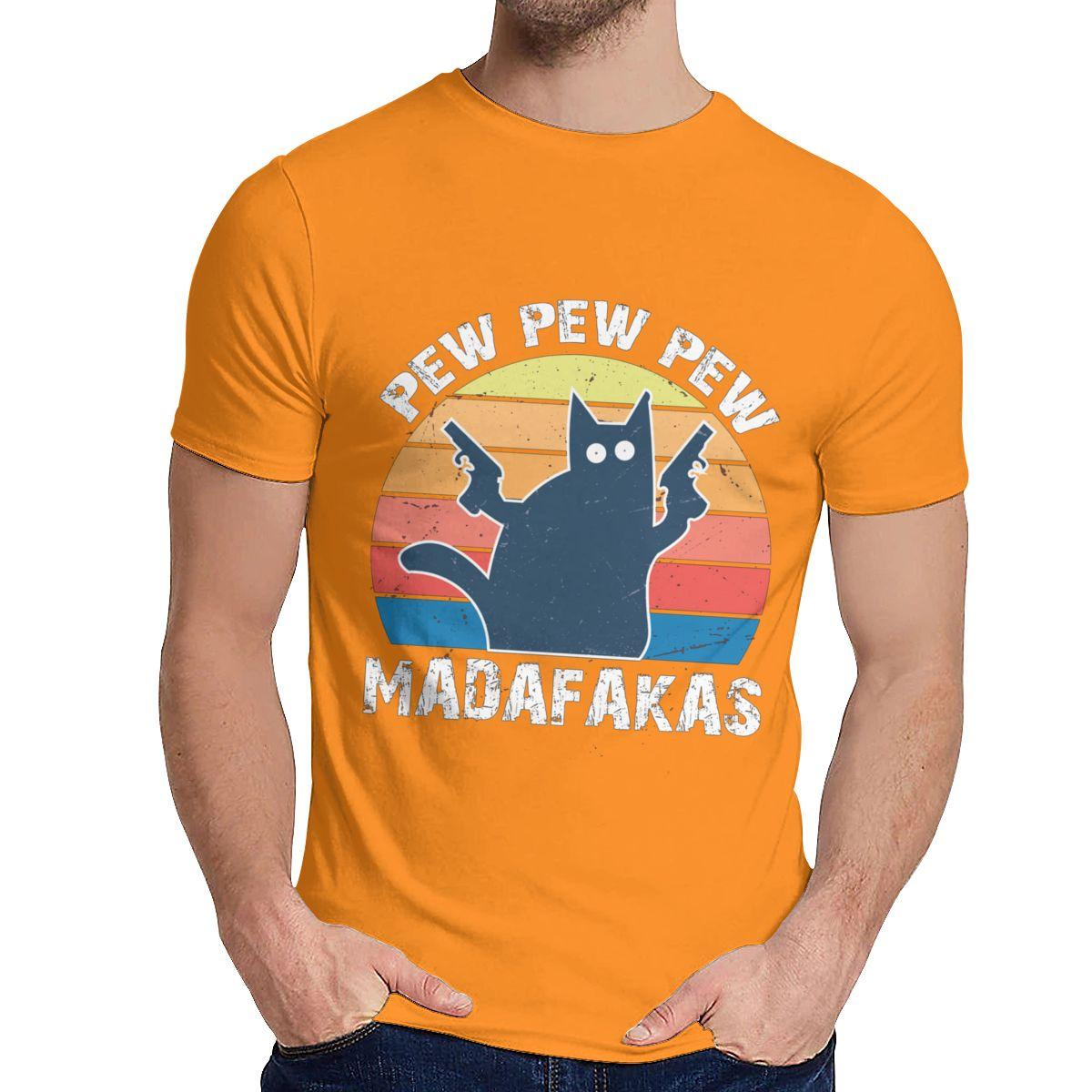 

Футболка Black Cat Pew Pew Madafakas, тонкая стильная футболка с круглым вырезом и мультяшным принтом La Camiseta M