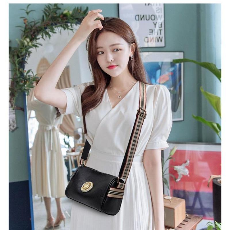 1Pc Women's Genuine Leather One-Shoulder Messenger Bag - Fashion, Cowhide Pillow Bag with Wide Strap