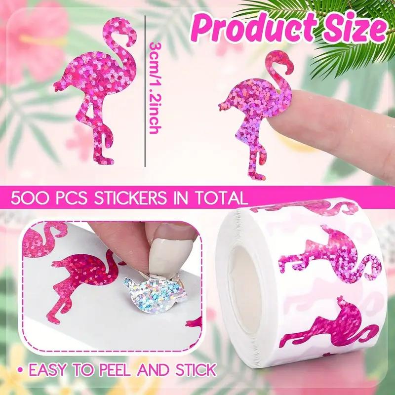 100-500pcs Glitter Pink Flamingos Stickers Party Gift Wrapping Label Children Scrapbook Cute Stationery Stickers