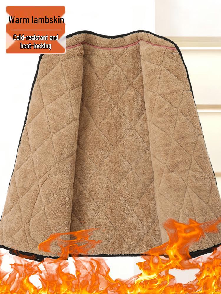 Men's Winter Cotton-Padded Jacket for Seniors - Fleece-Lined, Thickened, Warm, Ideal for Dad or Grandpa