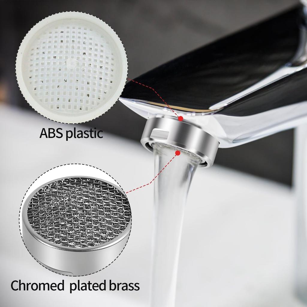 6Pack Of Replacement Aerators for Bathroom Faucets, 24mm High-Flow Attachments With Male Threads, Suitable for Kitchen and Bathroom Sink Faucets.