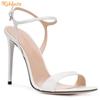 Fashion Black White Nude T-tied Buckle Sandals Stiletto Heel Open Toe High Heels Sexy Fashion Women Sandals Slingback Summer Shoes