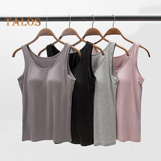 Dámské tílko s vestavěnou policovou podprsenkou, ležérní tílko se širokými ramínky, jógové tričko, letní základní polstrované cvičební spodní prádlo