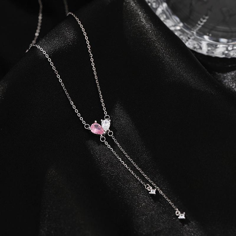 Banyan Tree S925 Silver Simple Heart Tassel Necklace - Women's Luxury Clavicle Chain Trend