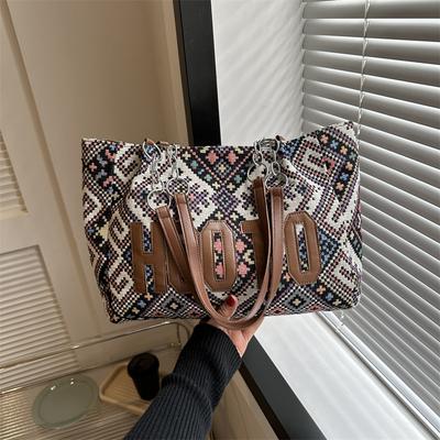 Large Capacity Tote Bag for Women New Fashion Ethnic Style Student Handheld Class Bag Fashionable One-shoulder Women's Bag