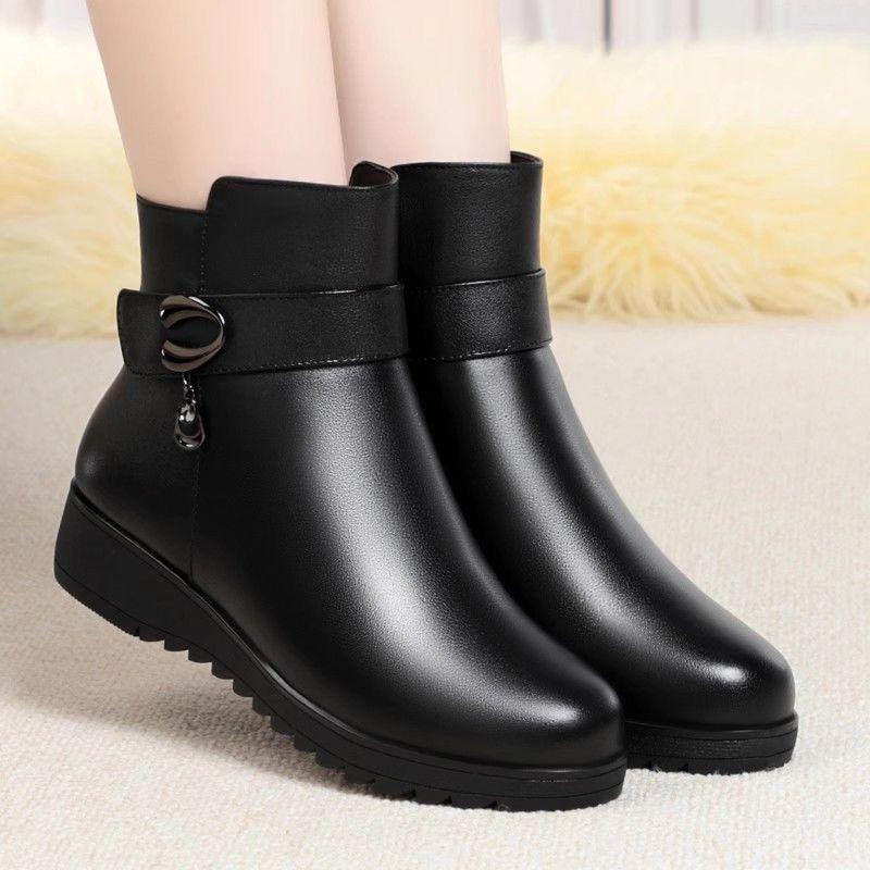 

Женские зимние ботильоны с меховой подкладкой - Высокие, на мягкой подошве, Нескользящие, Идеальны для мам и пожилых людей 40