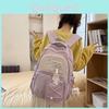 Fashionable Color Blocked Letter Cat Pattern Student Backpack With Pendant For Students