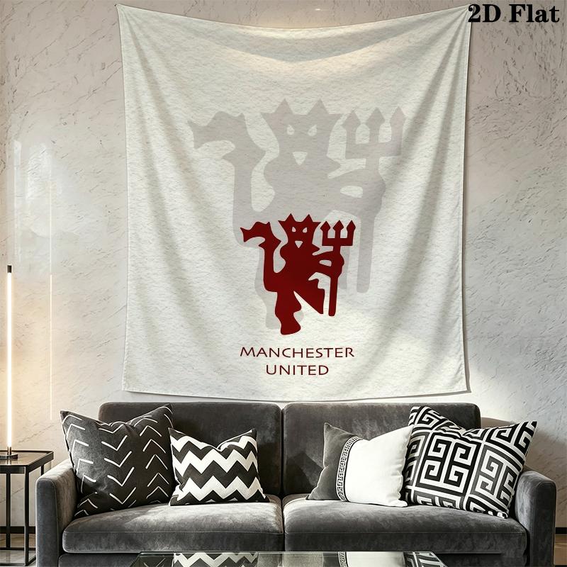 Manchester Unitedaa Tapisserie Murale Accrochage Mural Esthétique Couverture en Tissu Imprimé Tapisseries Décoratives pour Chambre à Coucher Salon Décoration de la Maison