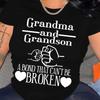 Grandma And Grandson Graphic Tee Womens T-Shirt Funny Vintage Crew Neck Gift