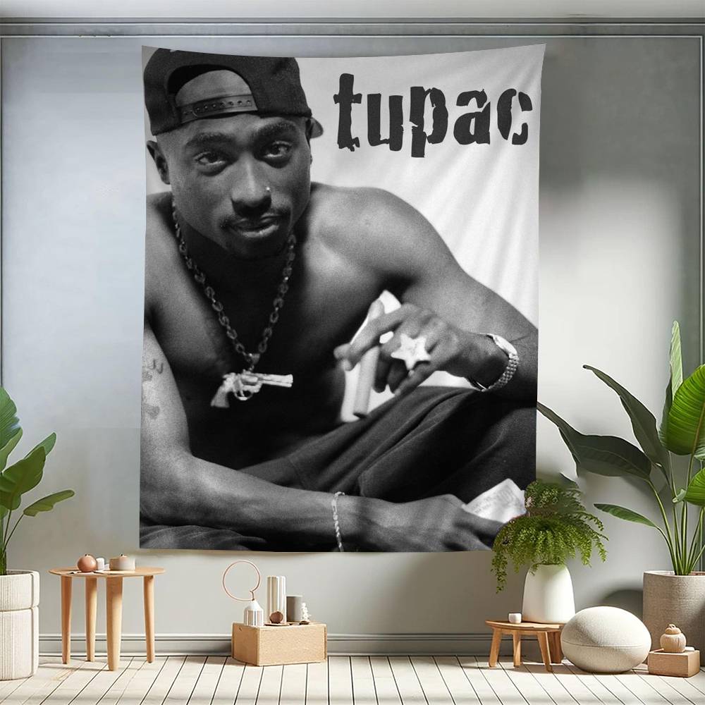 Rapper TTupac SShakur Cartoon Tapestry Art Science Fiction Room Home Decor Wall Hanging Sheets