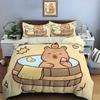 Schattig Cartoon Capybara Print Beddengoed Set Dekbedovertrek 1 Dekbedovertrek 2 Kussenslopen Beddengoed Set voor Volwassenen en Jongens Kerstcadeaus