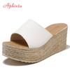 Fashion Aphixta Summer Woman Shoes Platform Wedge Slippers Beach High Heels Women Slipper Ladies Shoes Cork Gold Heel Flip Flop Sandals
