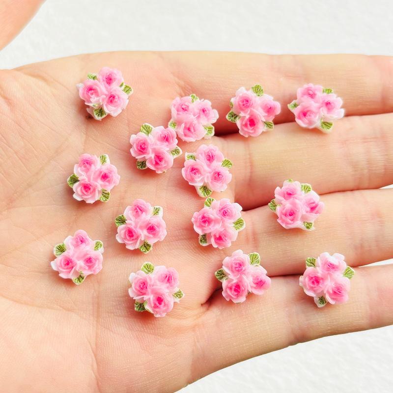 

50 Pcs Latest Cute Small Resin Animation Three Pink Peach Blossoms Flatback Ornament Jewelry Making Manicure Hairwear Accessories A42