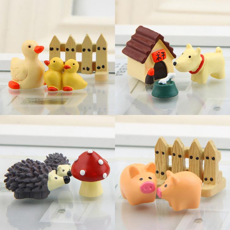 Animal Duck Cartoon Micro Landscape Figurine Decor Set For Gift And Decor Home