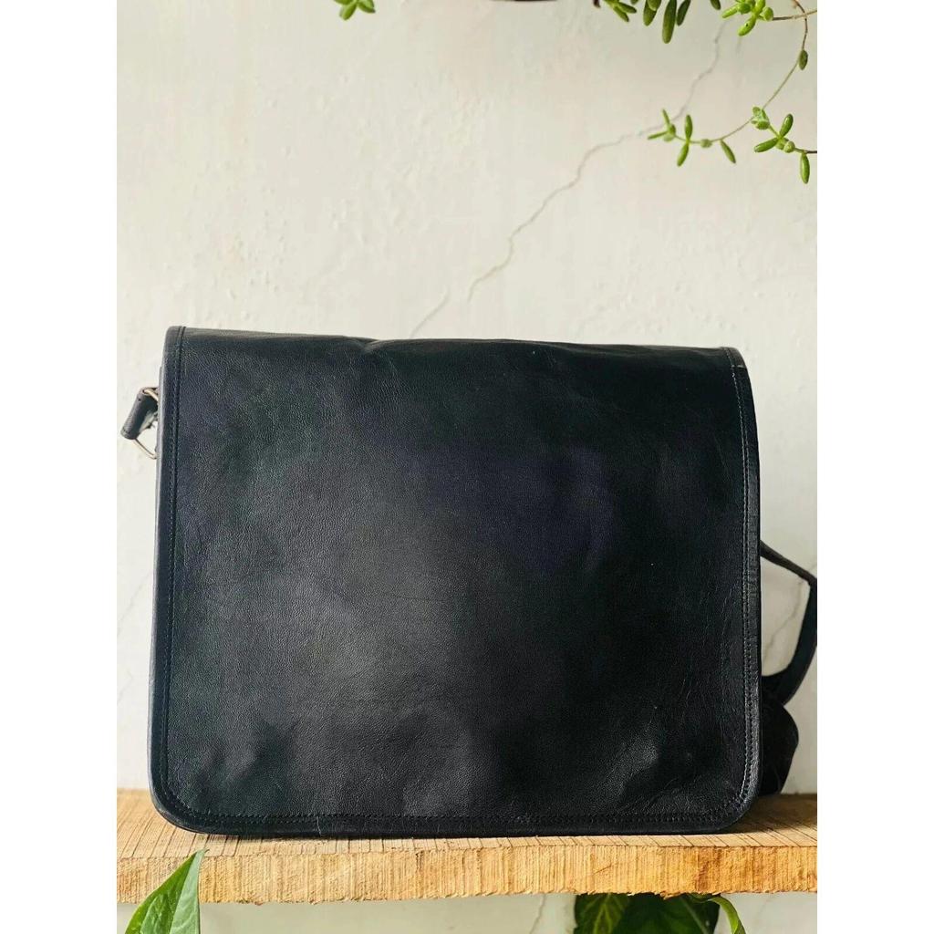 Purely Refined Goat Leather Laptop Messenger Bag Rare Men's Briefcase Satchel