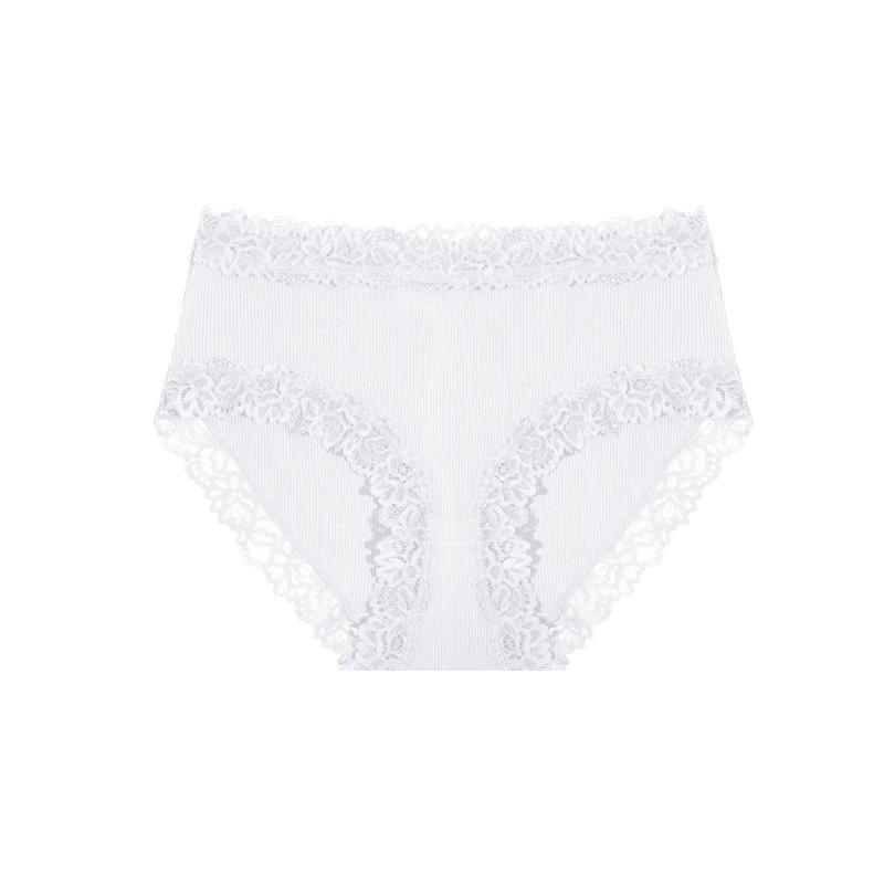 1pcs Women's High Waisted Plus Size Lace Spliced Cotton Underwear, Full Coverage Fashionable, Breathable, Soft and Comfortable Women's Underwear