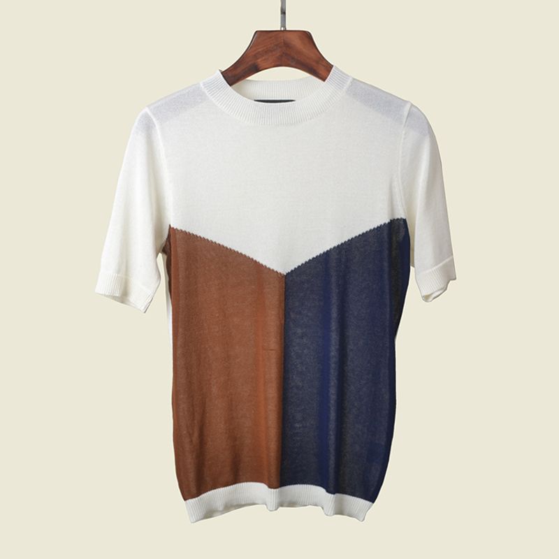 French Normcore Round Neck Short Sleeve T-shirt Summer Refreshing Assorted Colors Retro Casual Sweater
