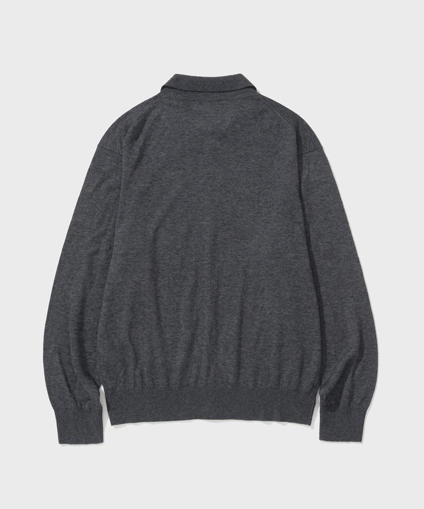 Shirter High Collar Twist Button Cardigan (M/Grey)
