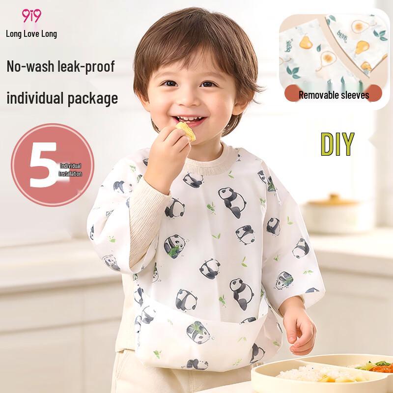 9i9 Disposable Waterproof Baby Bibs with Detachable Sleeves