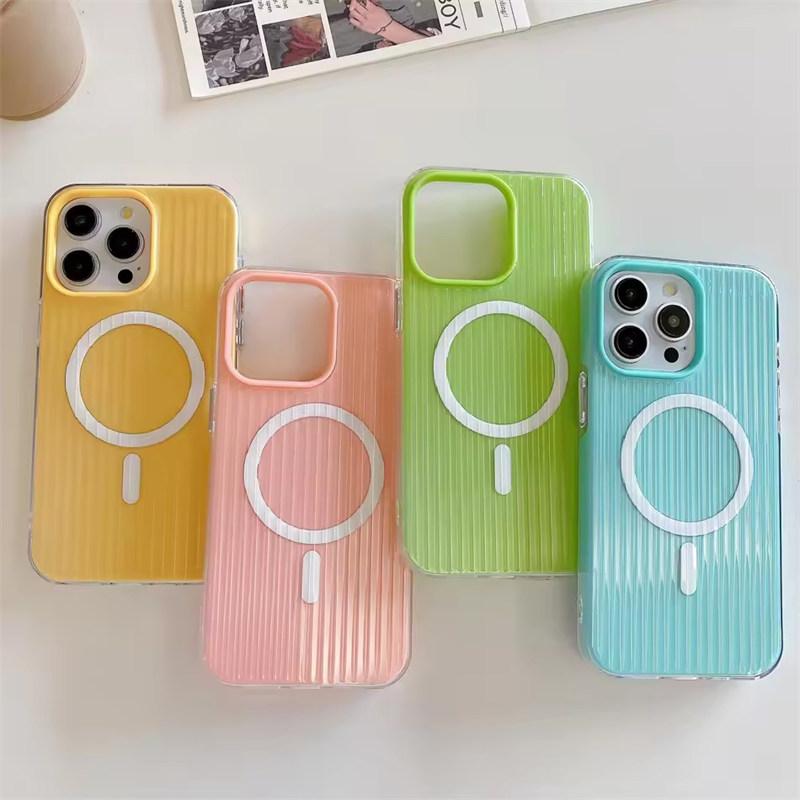 3D Ultrafino Para Carregamento Sem Fio Magnético Capa de Celular Para Funda iPhone 11 12 13 14 15 16 Pro Max Capa Traseira Protetora