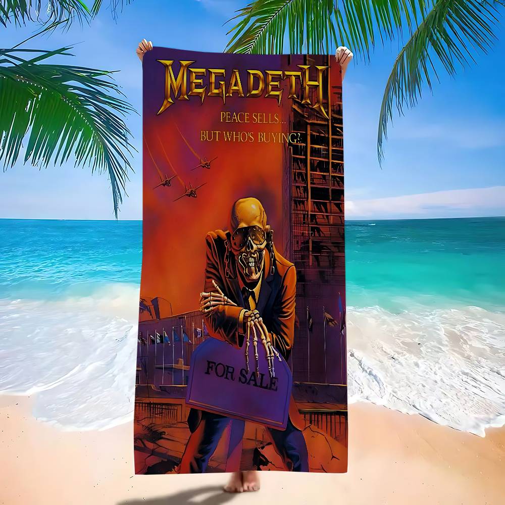 Ka Chen Muda White Band M-Megadeths Anime Beach Swimming Towel Soft Absorbent Washcloth Children's Gifts For Kids Travel Camping Gym