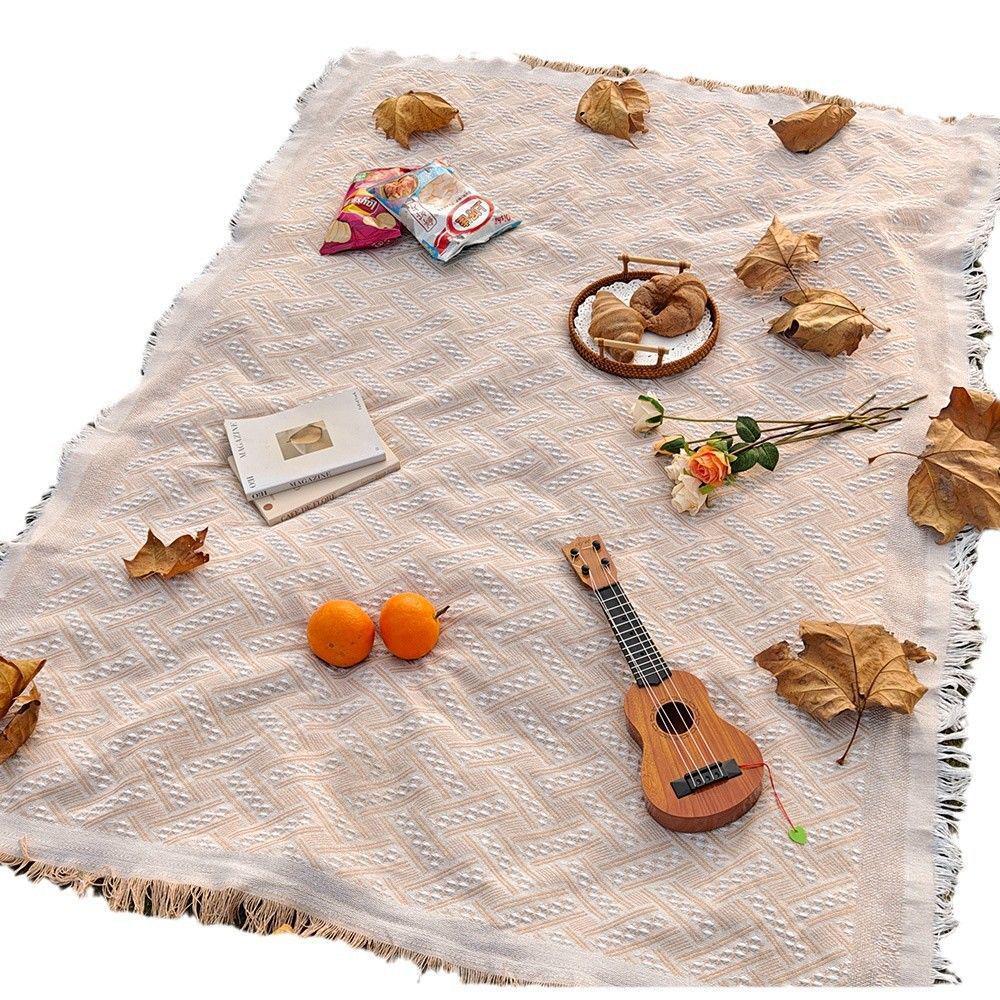 White Outdoor Picnic & Beach Blanket: Moisture-Proof Ground Mat for Camping, Seaside, and Photography