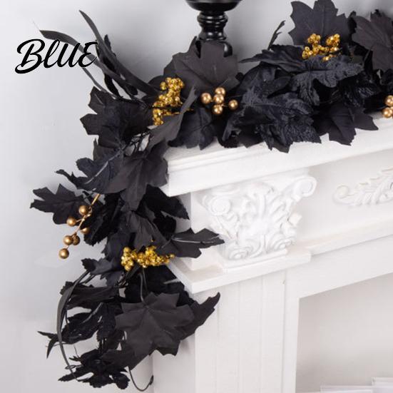 Realistic Floral Ornaments Halloween Artificial Maple Leaf Vine Decor Fall Wall Hanging Garland Silk Flowers for Party Scene Spooky Thanksgiving