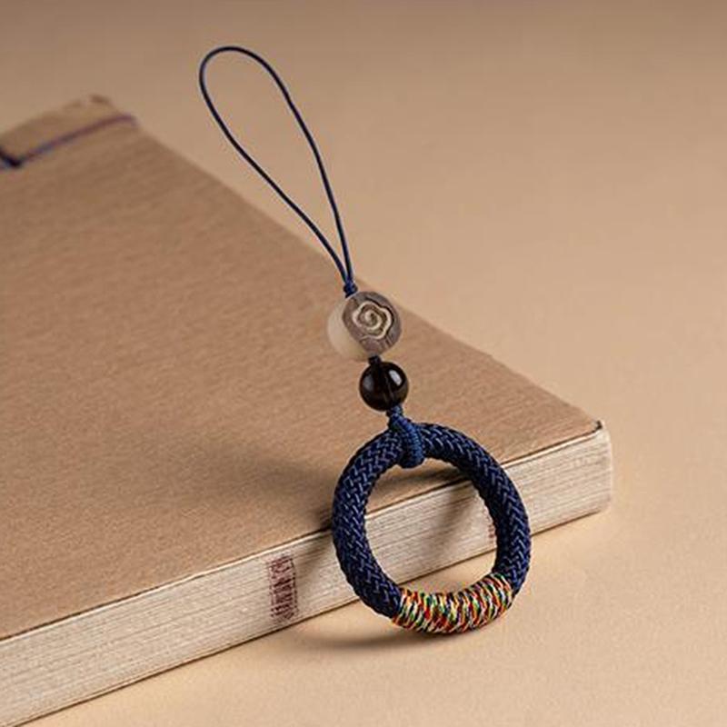 Chinese Style Phone Wrist Charm Strap Cell Phone Finger Keychain Hand-Woven Ring Buckle Pendant Cloud Pattern