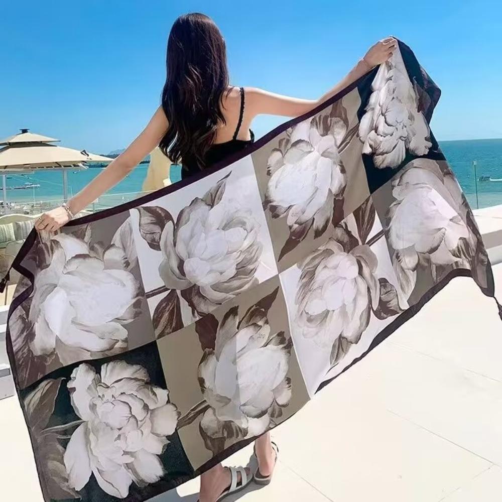 Chaka Salt Lake Great Northwest Tourism Ethnic Style Scarf Silk Scarf Women'S Summer Seaside Beach Shawl Sunscreen Thin