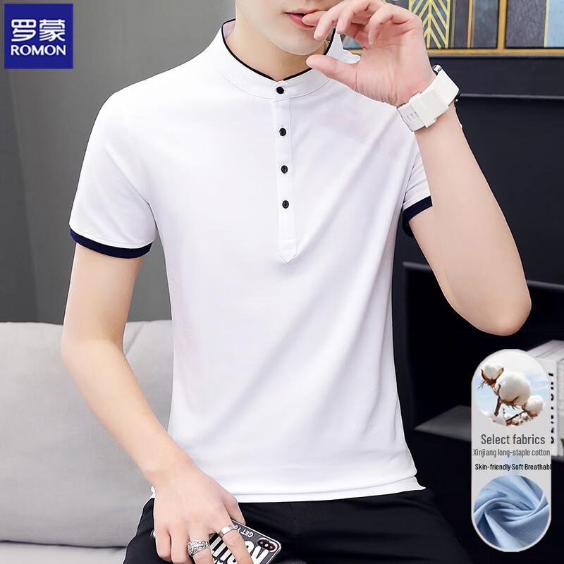 ROMON Men's Short Sleeve Xinjiang Cotton Polo Shirt