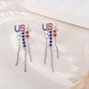 Patriotic American Flag Star Dangle Earrings With Tassels Accessories For Independence Day Celebration