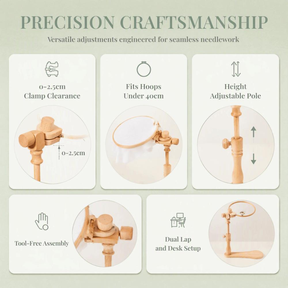 Adjustable Height Extender Embroidery Hoop Stand Cross Stitch Ring Frame For Needlework
