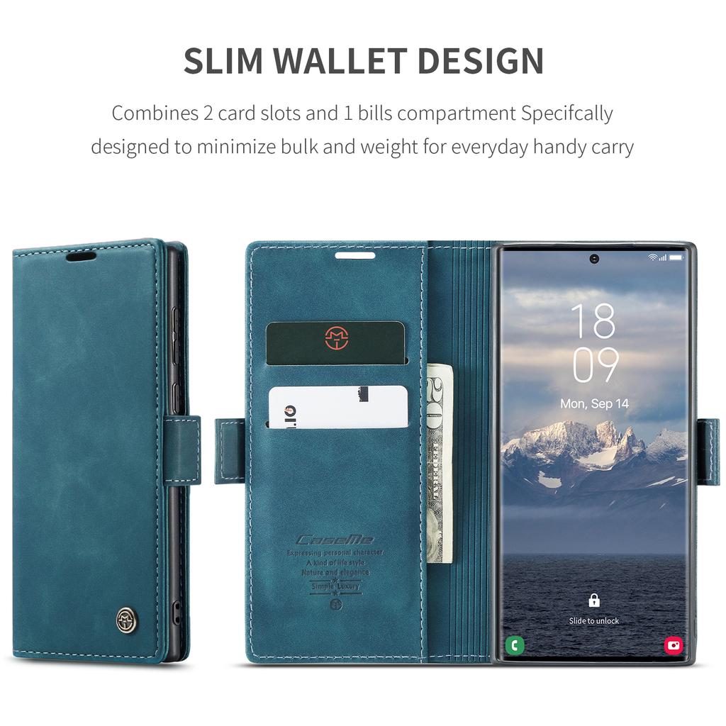 CASEME 013 Series For Samsung Galaxy S25 Ultra Case Card Holder Stand Leather Phone Cover