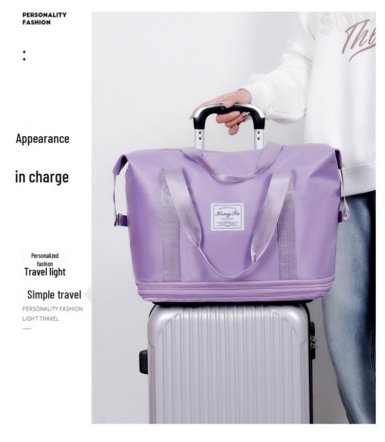 Unisex Expandable Large-Capacity Travel Duffel Bag with Wheels, Foldable Boarding Luggage for Business Trips and Shopping.