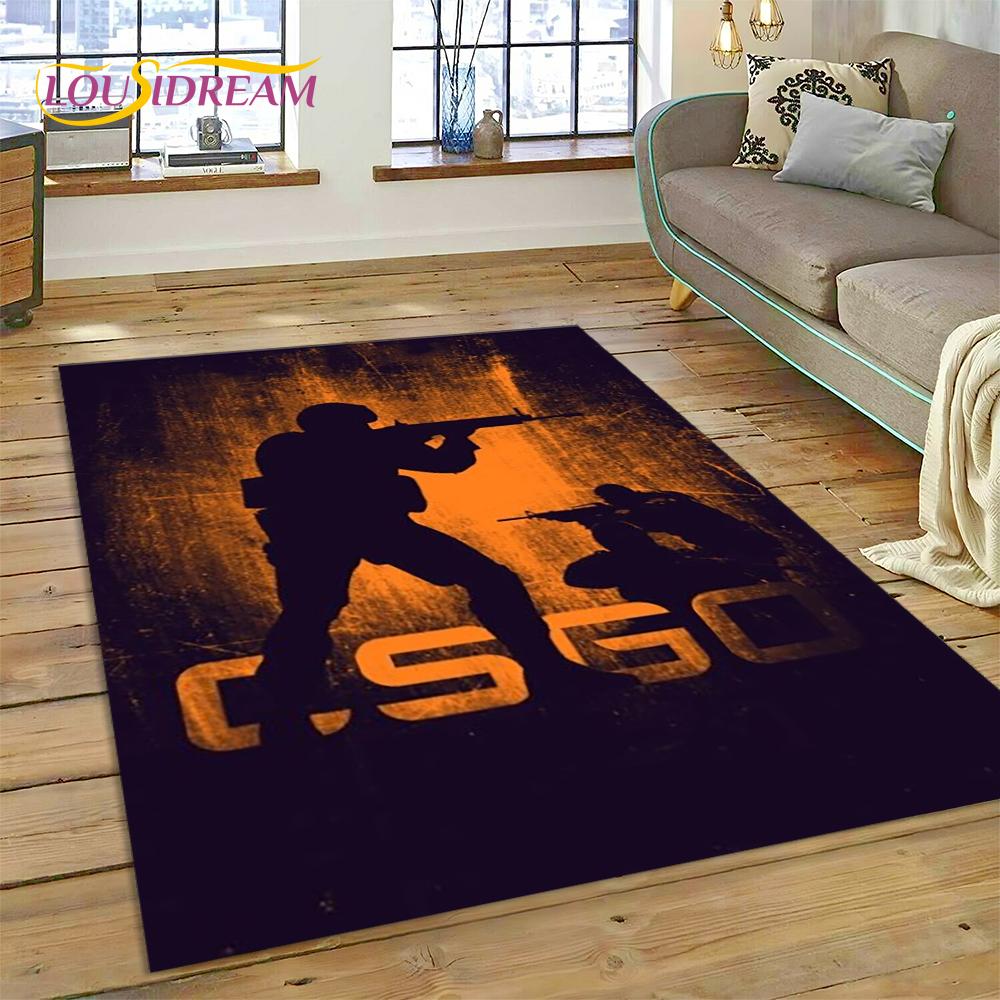 CS GO, Counter Strike Spiel Gamer HD Teppich für Wohnzimmer Schlafzimmer Dekoration, Bodenteppich rutschfeste Dekoration für Sofa Fußmatte Geschenk