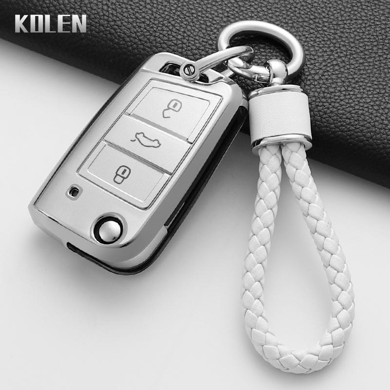 For Vw Volkswagen Golf 7 Mk7 Tiguan Mk2 For Seat Ateca Leon Fr 2 Ibiza Tpu Car Remote Key Cover Case Smart Keyless Accessories