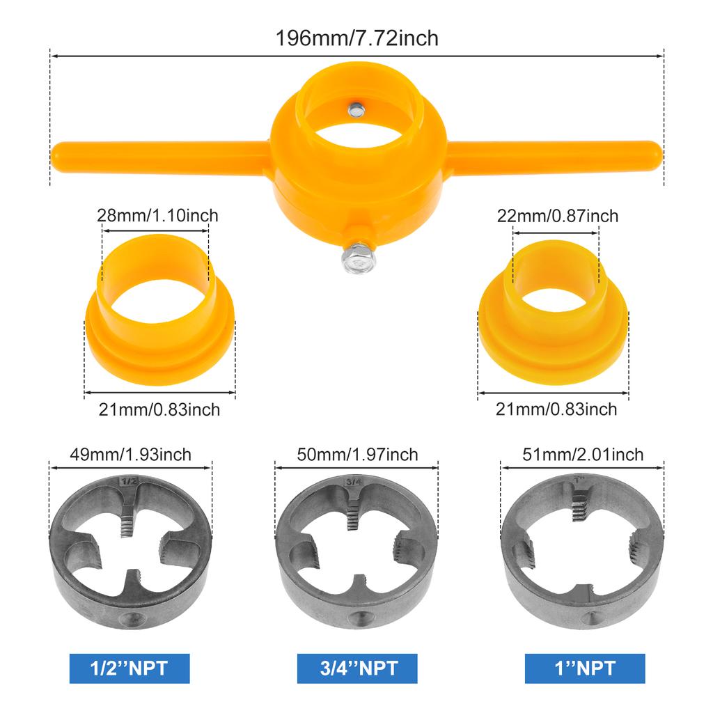 Werkzeuge zur Herstellung von PVC-Gewinden, runder Matrizensatz für Kunststoffrohre, Gewindemacher, manuelle Gewindeschneidwerkzeuge für PVC-Wasserrohre