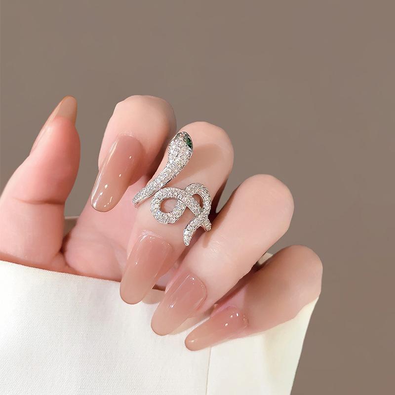 Super Blitz Zirkon Schlangen offener Ring Nische Kreative Ohrringe Mode Kalter Stil Personalisierte Ohrringe Damen