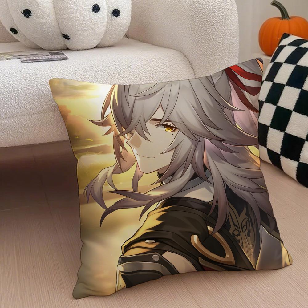 JJing Yuan Star Rail Hit Game Character Cushion Cover Throw Pillow Cover Hidden Button Durable Polyester Chair Cushion