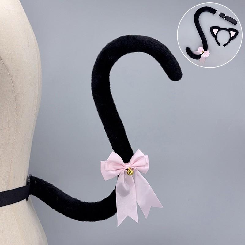 Handmade Plush Cat Ear Headband Tail Set Adult Cosplay Lolita Kawaii Anime Costume Accessory