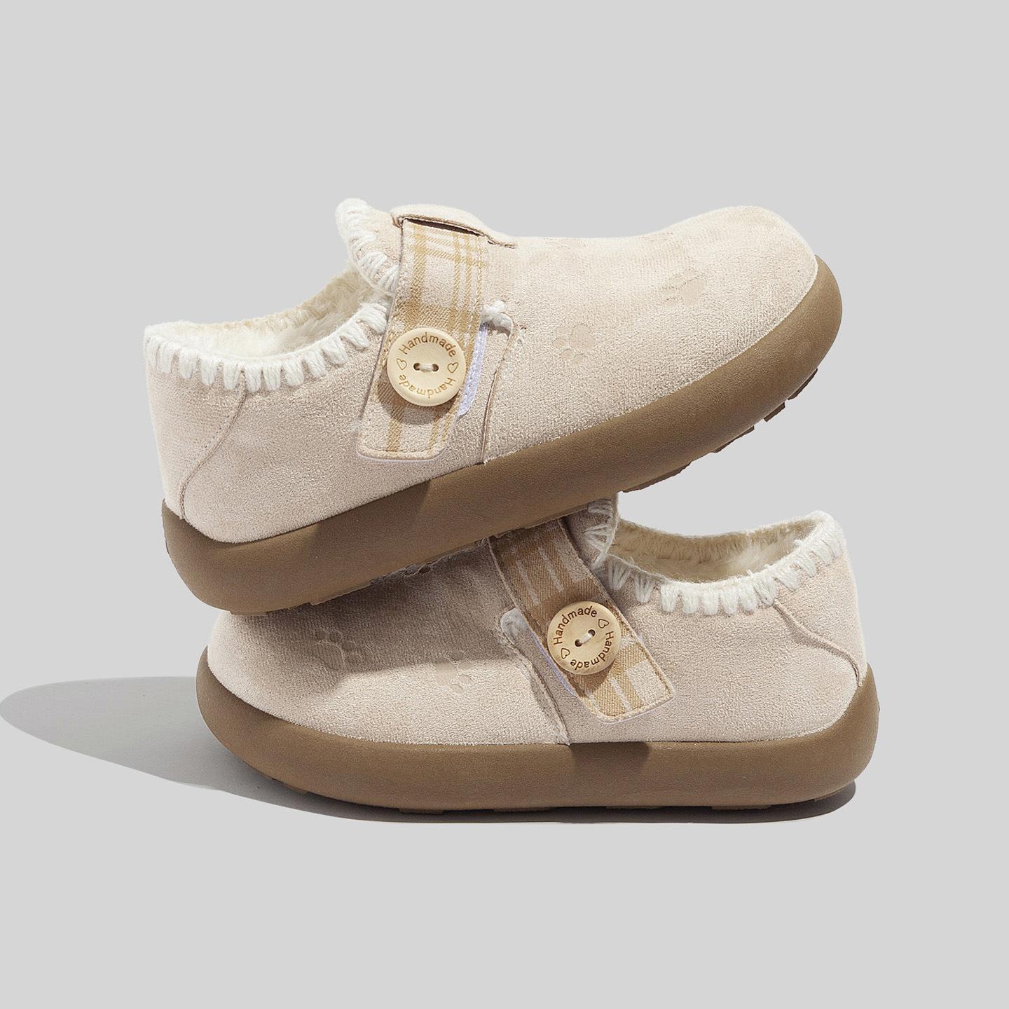 

Winter new simple lazy velvet Birkenstocks thick-soled half-drag casual hundred casual soft soles to keep warm 40