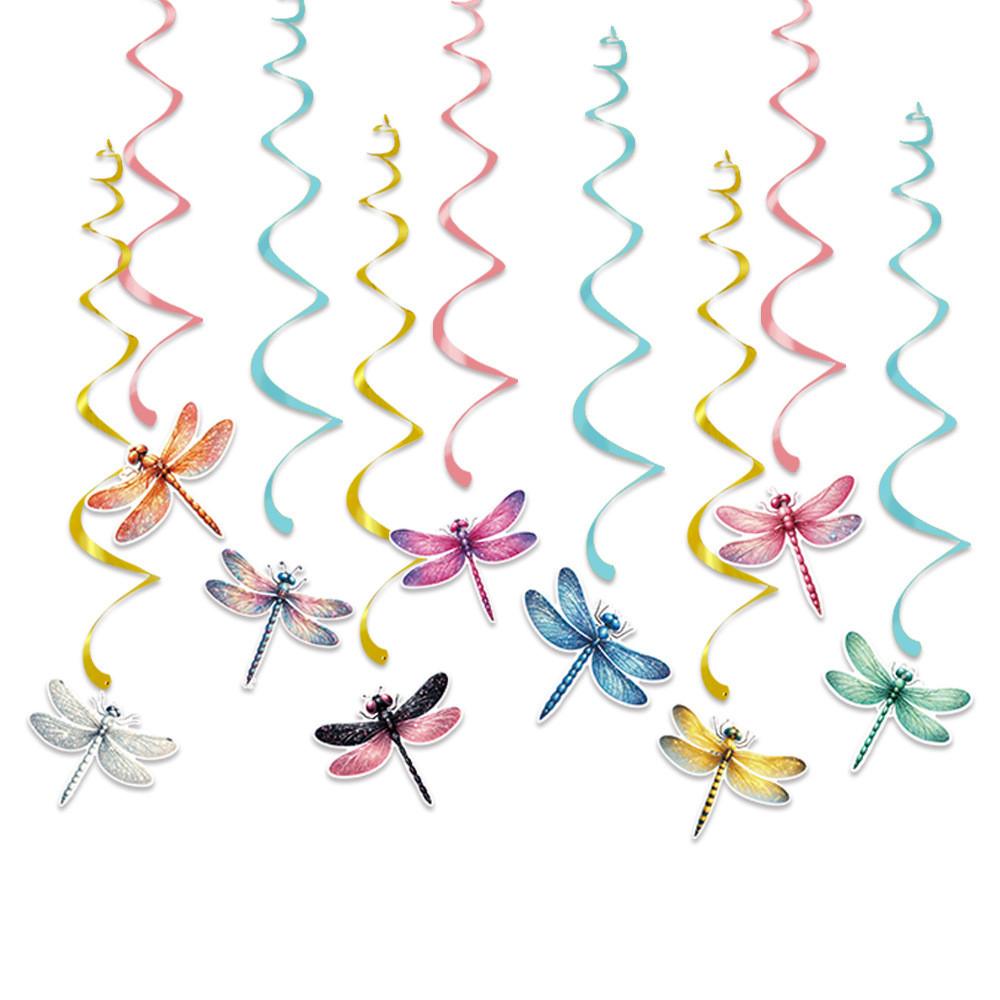 Insect Theme Birthday Party Decor Set With Colorful Dragonfly Flags Spiral And