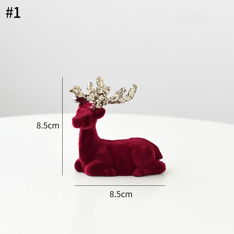 Red Flocking Christmas Tree Pendent Christmas Bells Snow Elk Hanging Ornament Decorations New Year Xmas Festive Atmosphere Decor