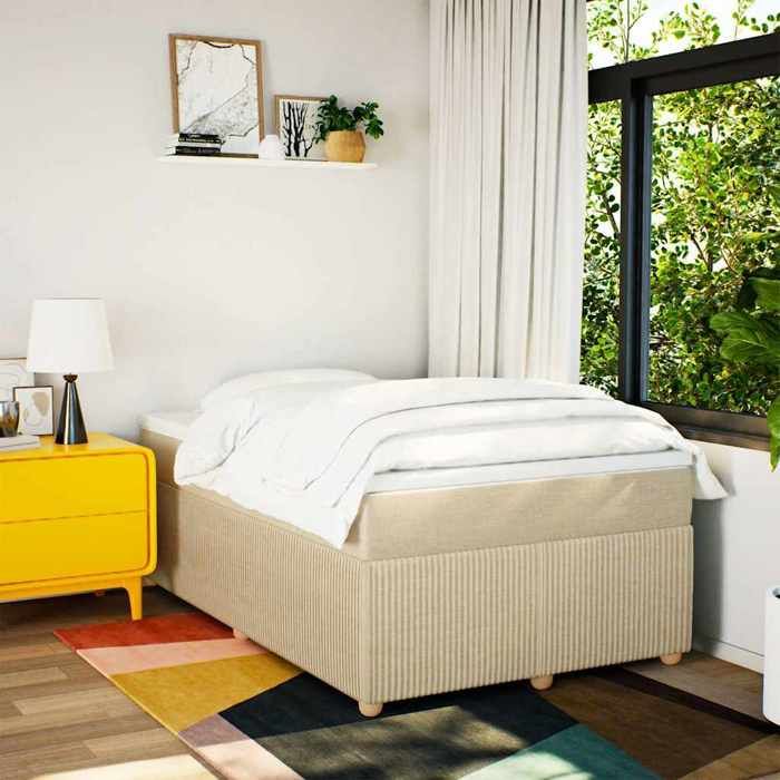 Exclusive House - Slatted Bed Base with Cream Mattress 120x200 Cm Fabric