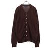 One Point Logo Long Sleeve V-neck Cotton Knit Cardigan L Brown Men's Used