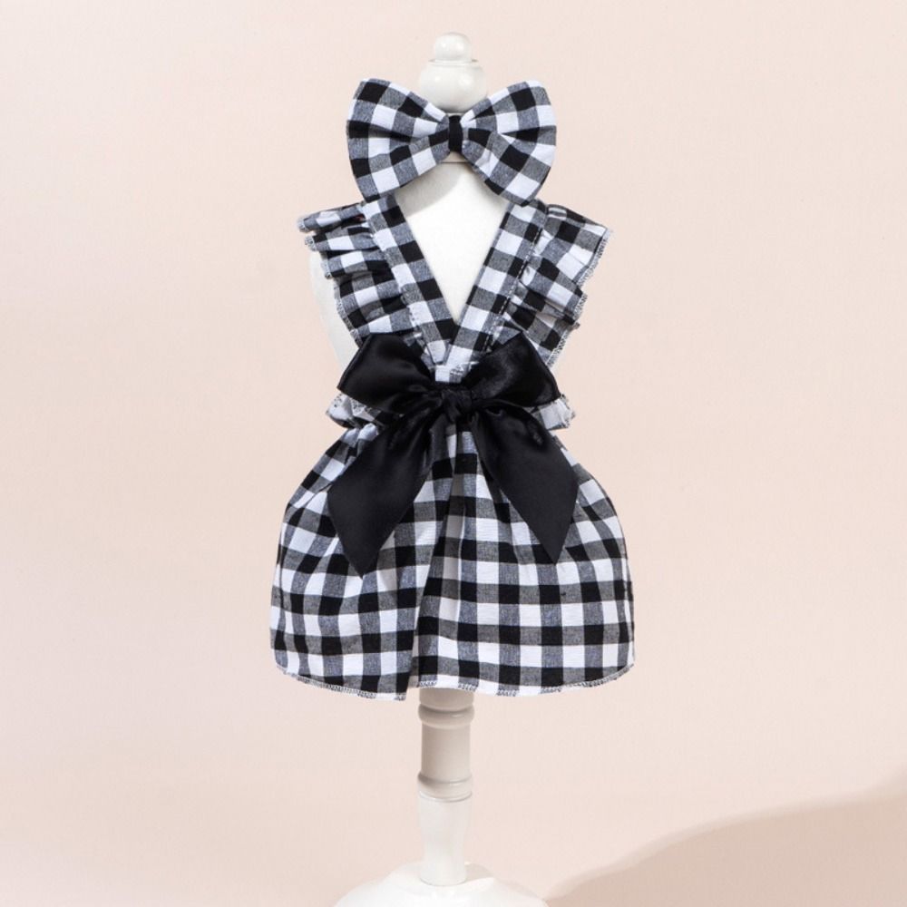 Bow Headband Cat Dog Princess Dress Polka Dots Printing Pet Dress Cute Pet Skirts Spring Summer