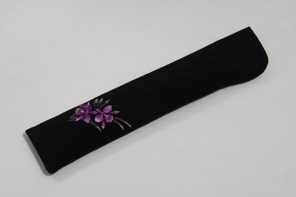 Kyoto fan handmade by Kyoto black fan bag paper box included [Hasegawa] "Kikyou" double-sided pattern, craftsmen, fan, embroidered, included,