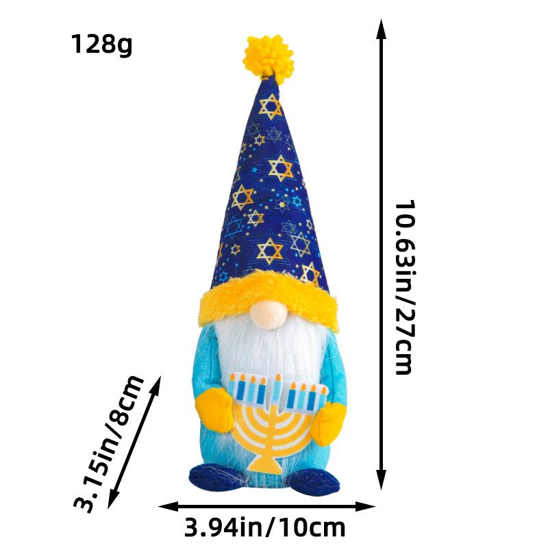 Hanukkah Doll 2023 Creative Rudolph Ornament Blue High Hat Faceless Doll Furniture Decoration