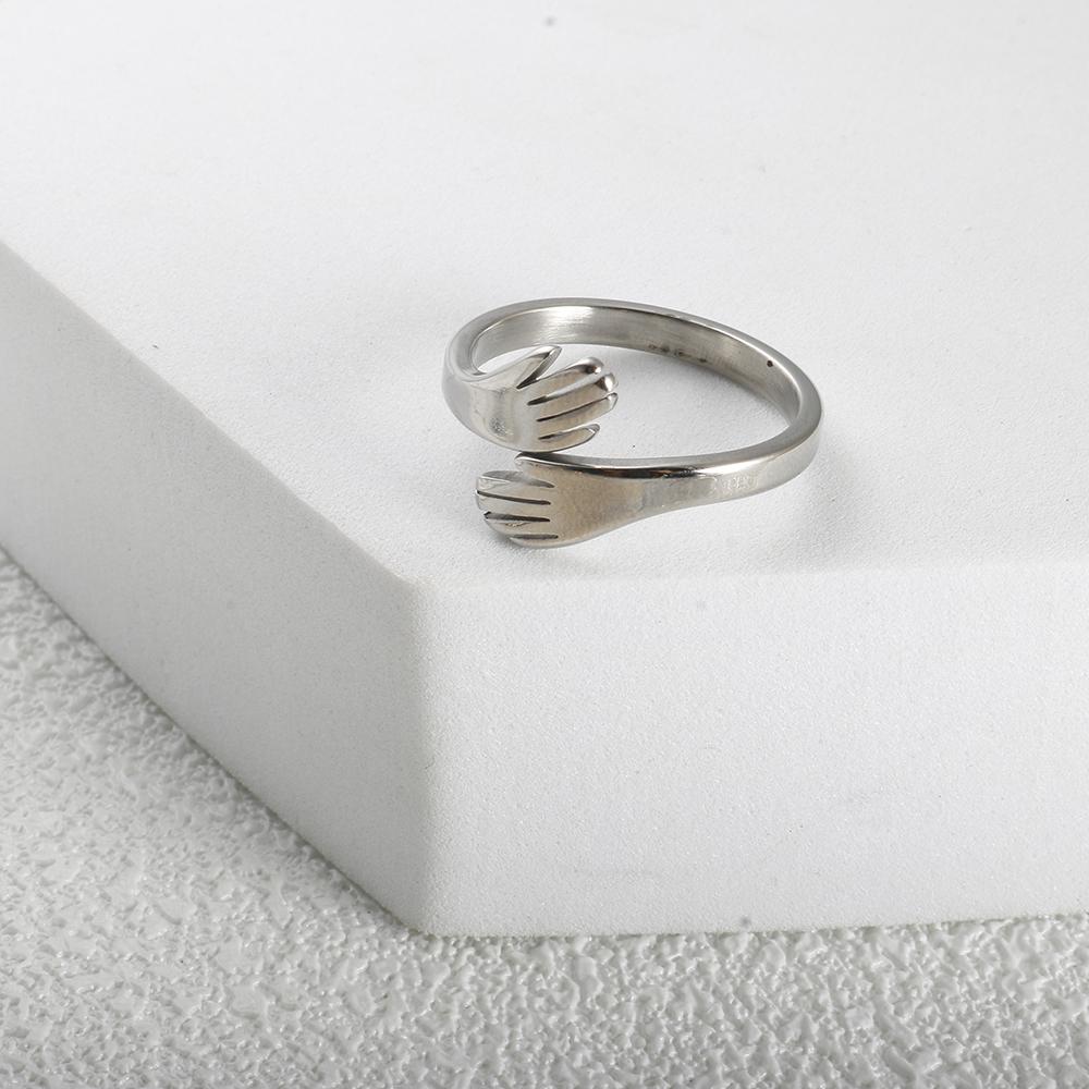 JOVO LOVE Vintage Love Hugging Hands Rings Stainless Steel CopperColor For Women Men Couple Finger Ring Lover Jewelry Gifts New