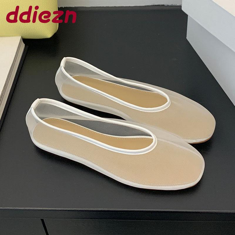 Fashion Footwear Mesh Breathable Ladies Flats Slip On Shoes Luxury Female Slides Fashion Shallow Women Ballet Flats Dance Shoes